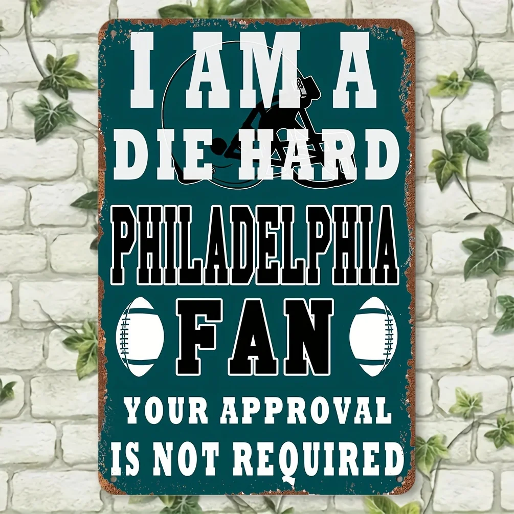 2D Flat, 2D Flat Wooden Print, 1pc, Vintage Philadelphia Football Wooden Sign - Rustic Style Home Decor, Durable Indoor/Outdoor
