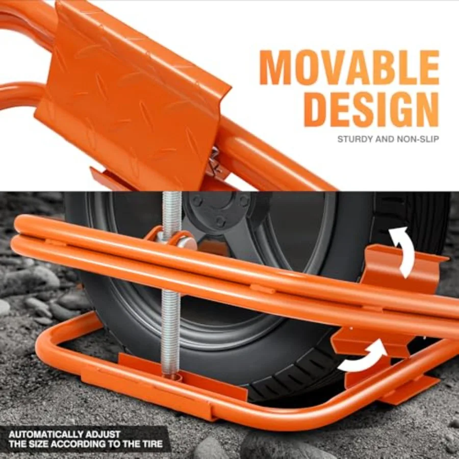 Light Trailer RV Tire Leveler for RV, Trailer, Truck, Camper Leveling; Orange Rubber; Supports up to 551.1 lbs; Fits 13, 14, 15 view 5