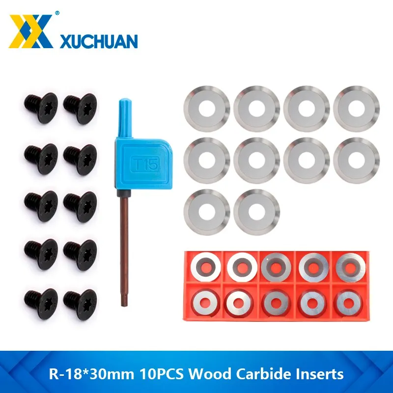 Wood Lathe Turning Tool Round Carbide Insert Cutter 10pcs 18x3mm 30 Degrees Woodworking Turning Finisher Hollow Tool