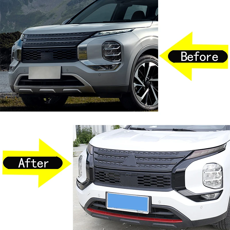 For Mitsubishi Outlander 2022 2023 2024 Headlight Lamp eyebrow headlight cover trim Front Fog Light Foglight Lamp Cover stikcer