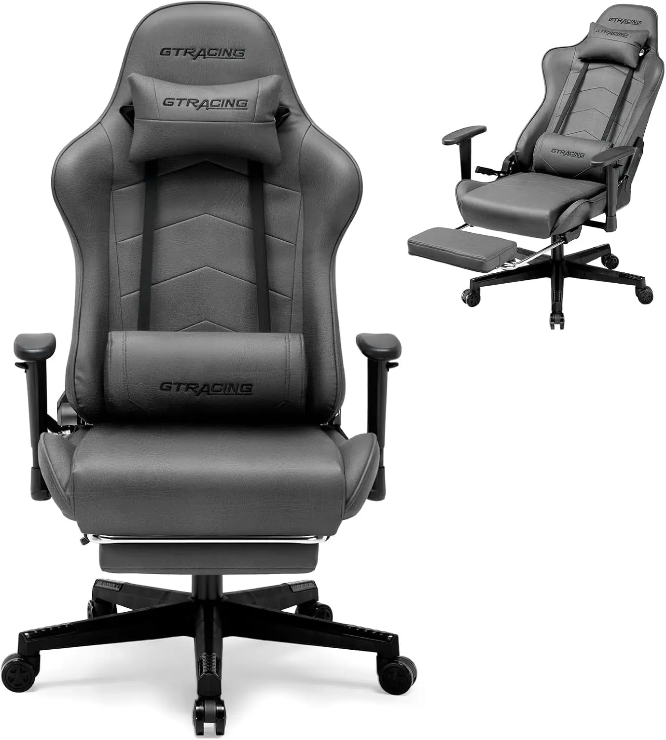 

Gaming Chair with Footrest, Racing Style Computer Chair for Adult, Adjustable Reclining Backrest and Lumbar Support