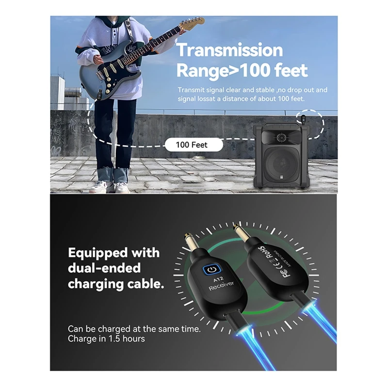 Electric Guitar Wireless Transmitter Electric Blowpipe Bass Transceiver Musical Instrument Accessories