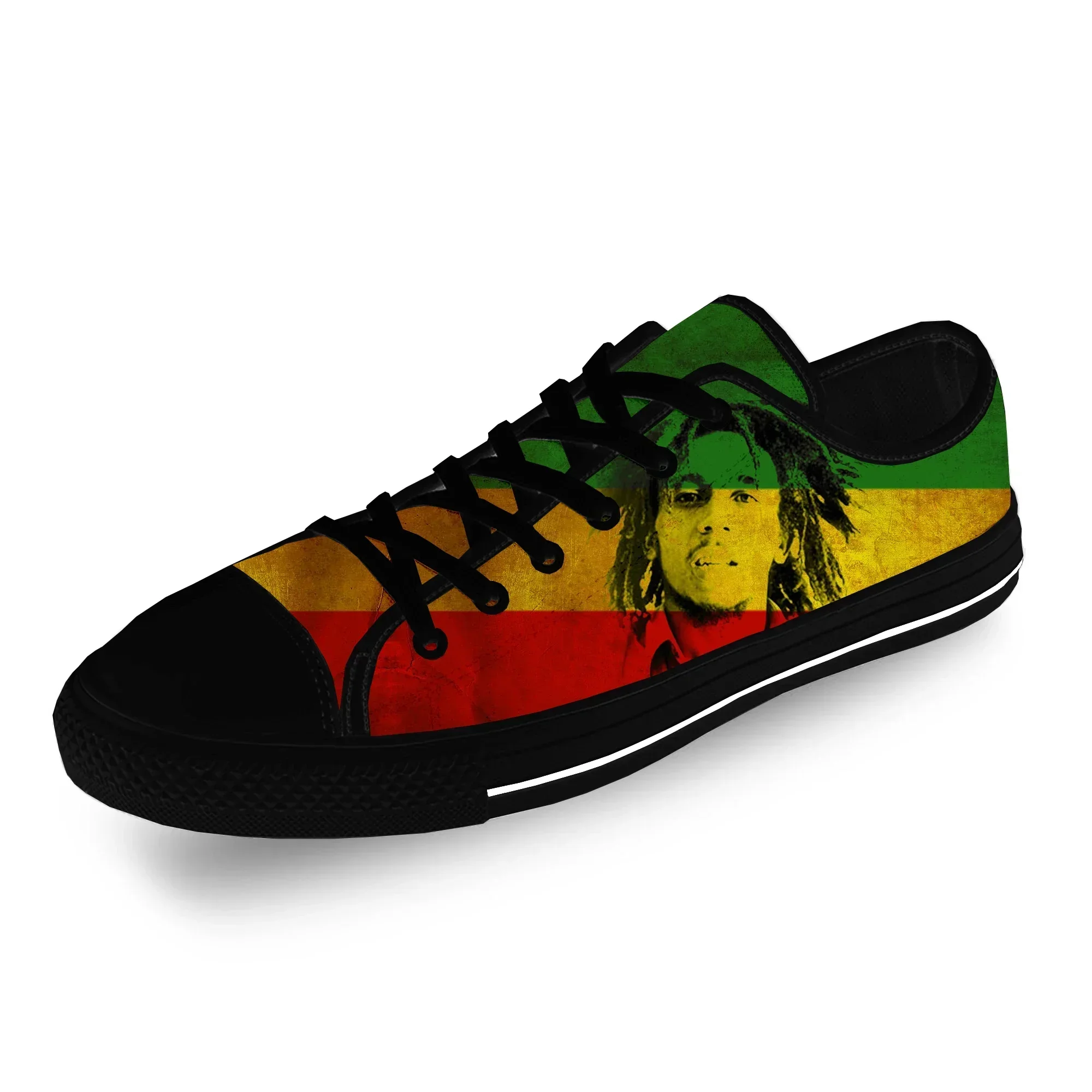 Bob Marley Reggae Star Music Rock Fashion Casual Sneakers Low Top Lightweight Breathable 3D Printed Men Women Canvas Shoes