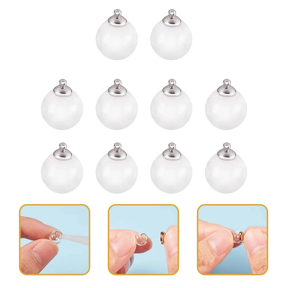 

10 Pcs Clear Pendant Glass Ball Hat Set Charms for Decoration Jewellery Making Kit
