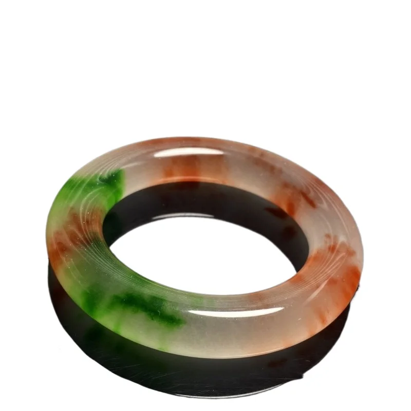 

Quartz rock jade women's bracelet floating yang green three-color round bar jade stone bracelet