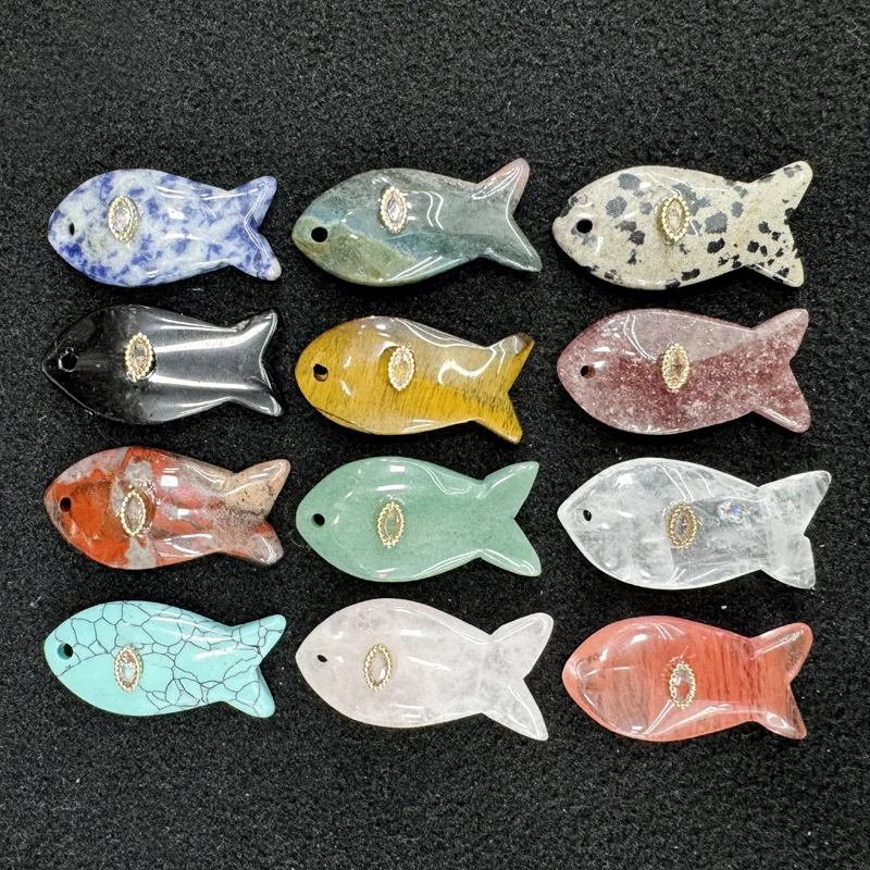 

12 шт., смешанные подвески в виде рыбы из натурального камня, хрустальный опал, бирюза, подвески от сглаза, сделай сам, ожерелье, браслет, аксессуары