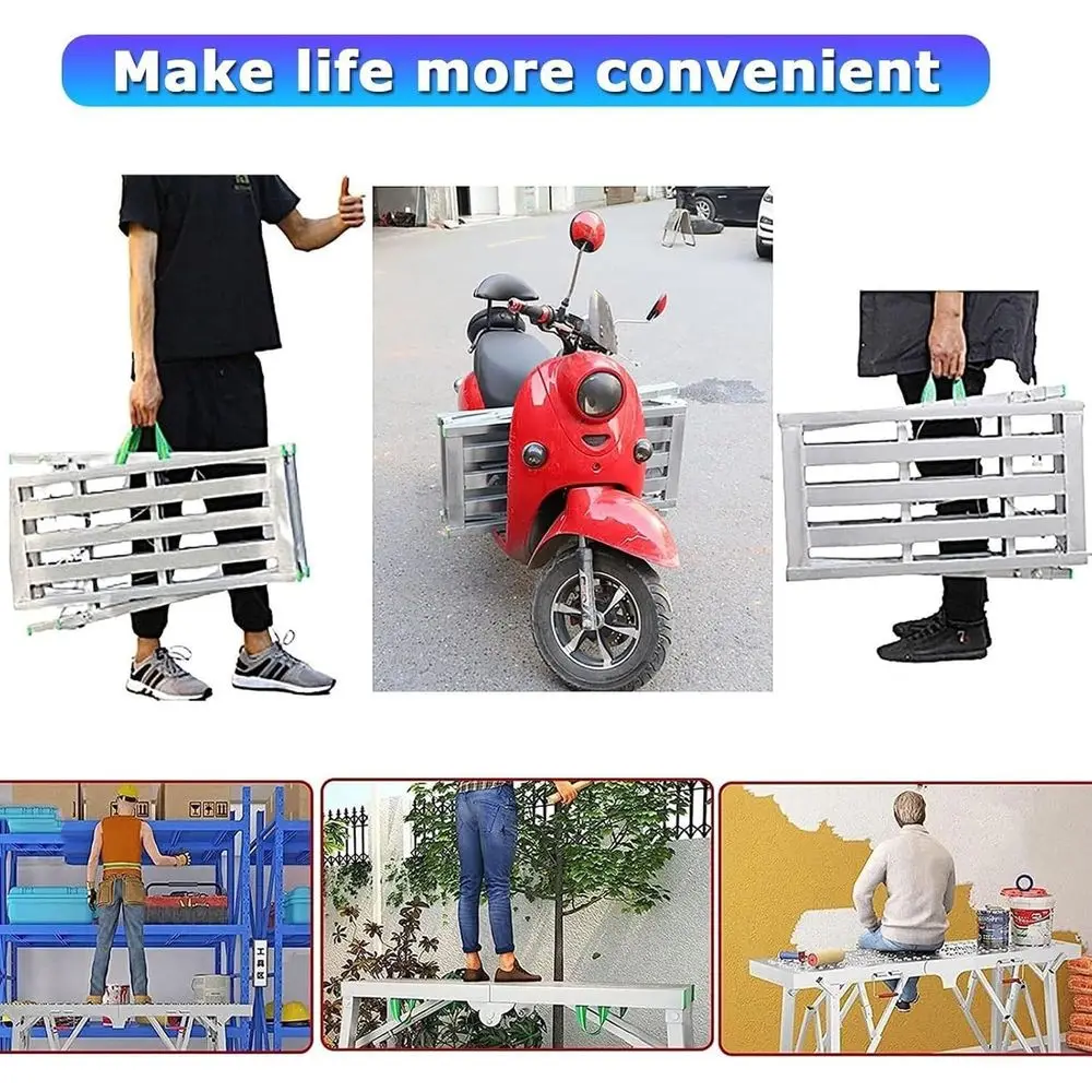 Height Adjustable Multipose Scaolding Work Platform for Washing Vehicles, Cleaning, and DIY Maintenance