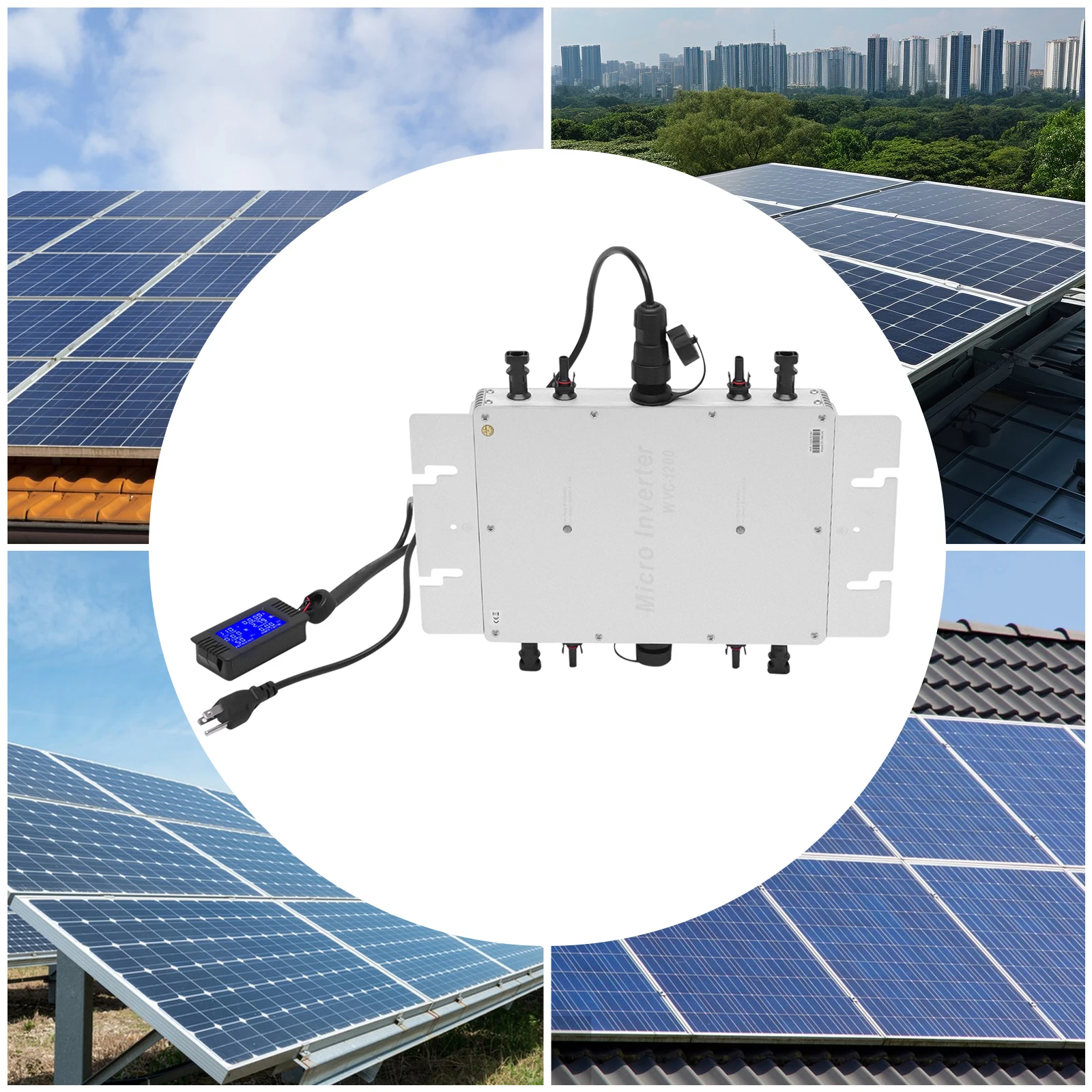 WVC-1200W Solar Grid Tie Inverter with LCD Display, Silver, MPPT Solar Panel Inverter for Home Grid System view 6