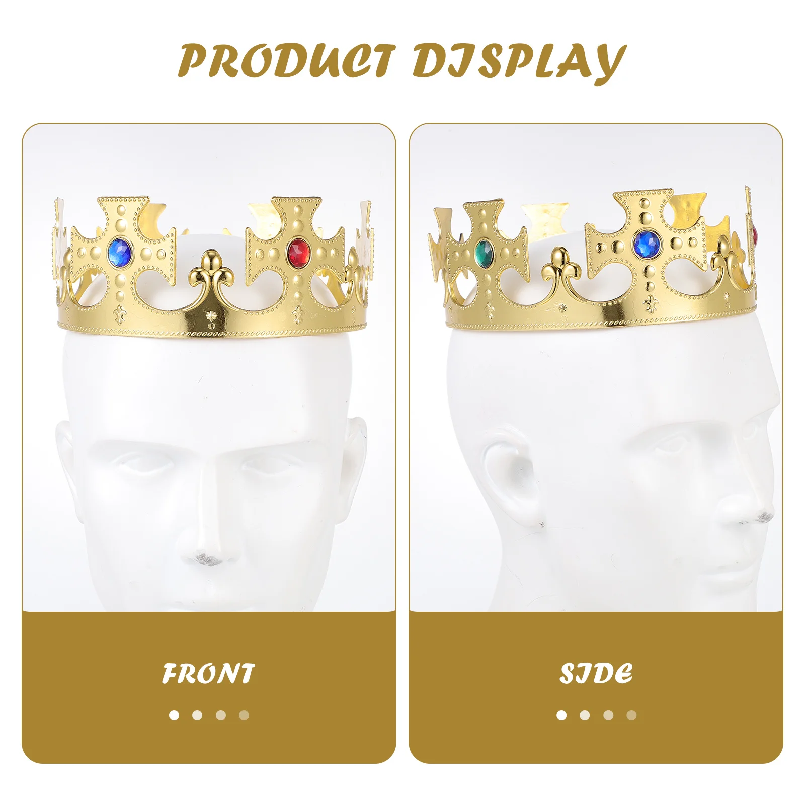 

4pcs King Crown Costume Accessories Birthday Crowns For Kids Cosplay Plastic Crown Party Decor Stage Performance