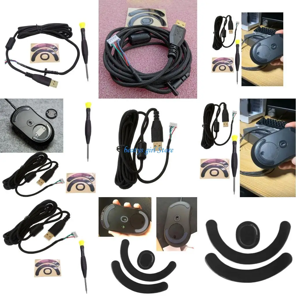 

C7AB Professional Umbrella Rope Mouse Cable with Screwdriver Feet Sticker Handmade