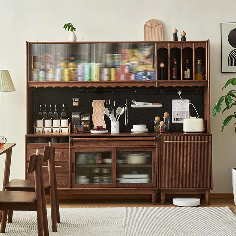 North American black walnut side cabinets, modern minimalist kitchen lockers