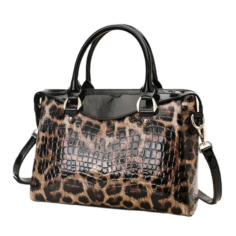 2024 Fashion Leopard Women Handbags Genuine Leather Ladies Shoulder Bags Female Brand Luxury Real Natural Leather Crossbody Bag