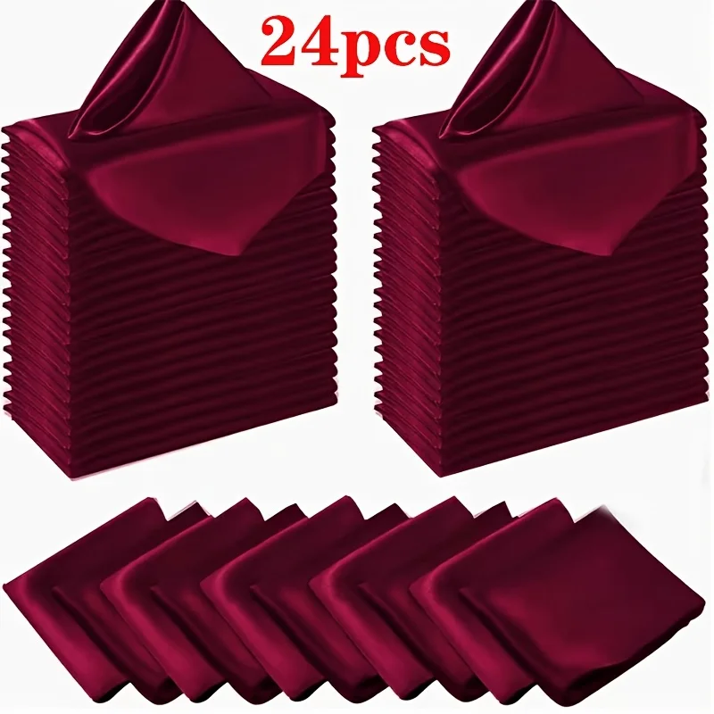 VIKAMA Multi Color Satin Cloth Napkins 24pcs Soft Washable Shiny Square Dinner Napkins for Wedding Party Banquet Decor