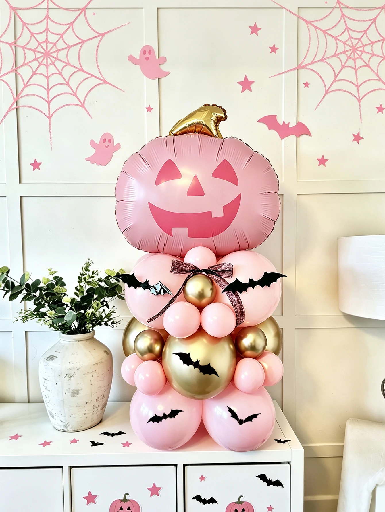 Kit de décoration de ballons d'Halloween de 43 pièces - Convient pour Halloween, les fêtes sur le thème des citrouilles, Halloween sur le thème rose et la collecte de bonbons.
