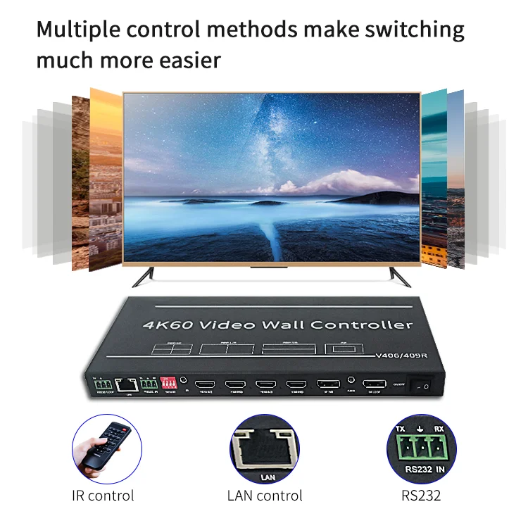 Professionele Audio Video Meerdere Controle Methoden 4K 8K 1x3 3x3 2x3 HDMI Switcher Video Wall Processor Controller