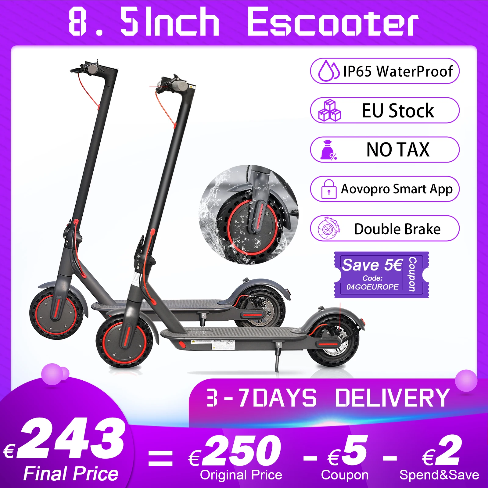 EU Warehouse Scooters Two Wheel City Coco 7.8-10.5AH Chopper MAX Citycoco Wide Wheel Fast E Scooter 8.5INCH Electric Scooter