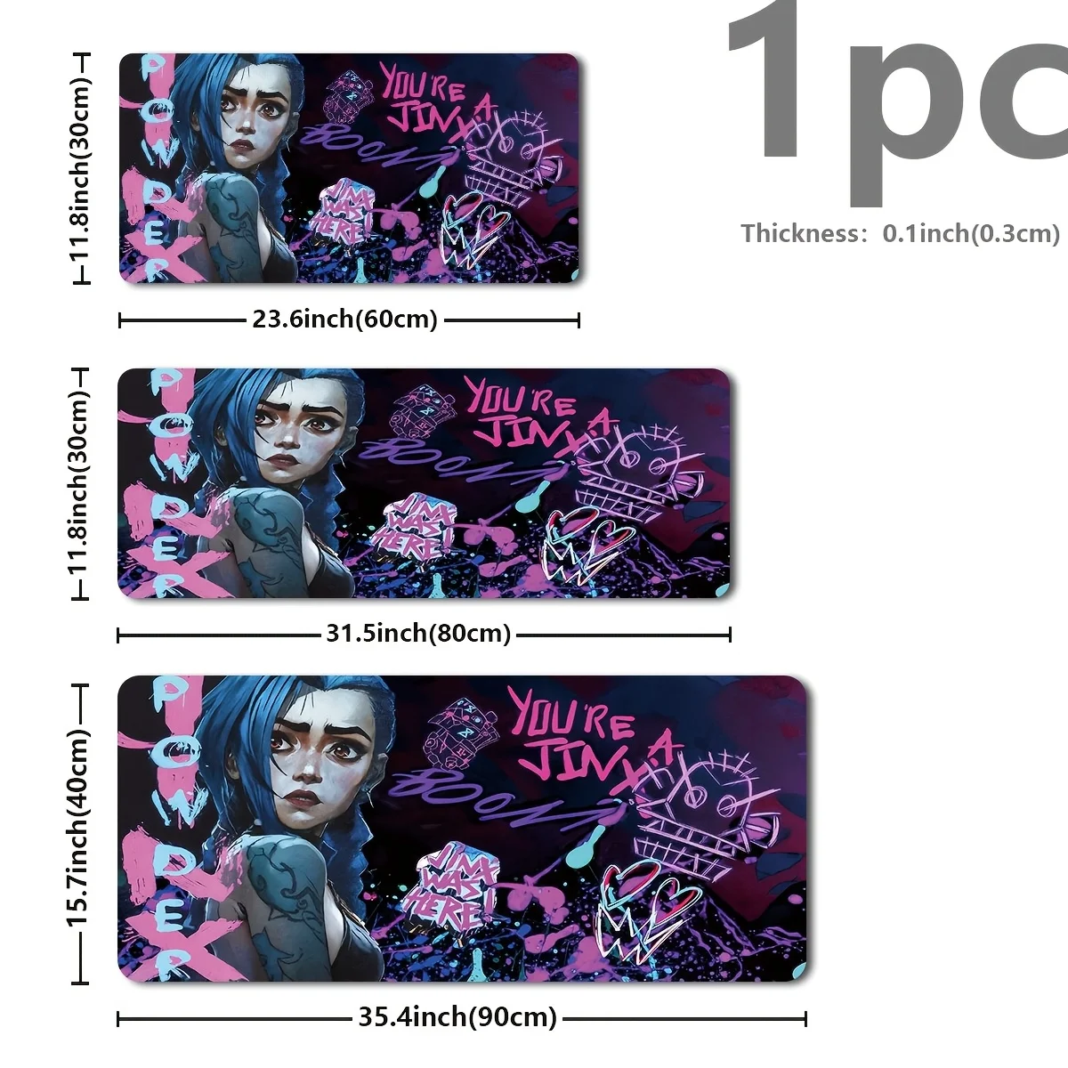 1pc Oversized Mouse Pad, Laptop Keyboard Mat - Anime Fan Blue-Haired Female Character Design - HD Printing, Desktop Protector,