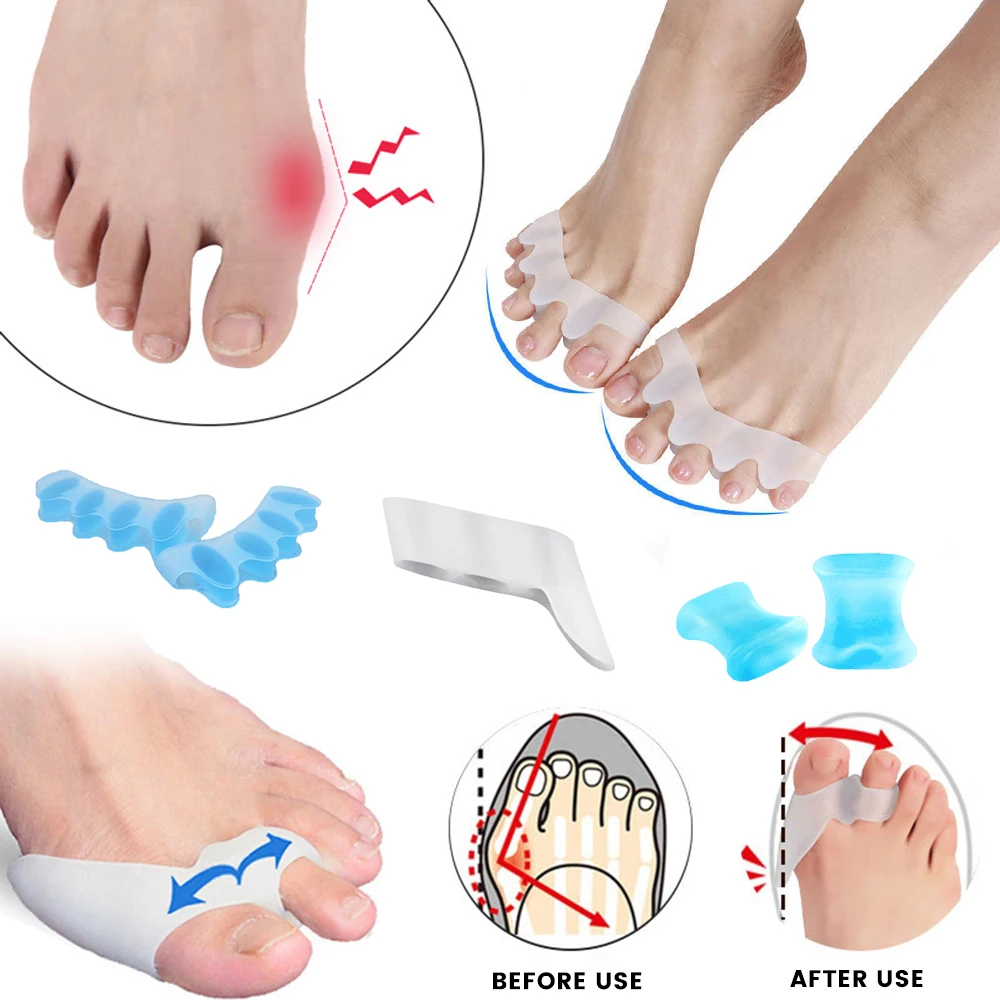 

1 Pair Silicone Toe Separators Bunion Toe Valgus Adjuster Toe External Appliance Foot Care Tool Hallux Valgus Corrector