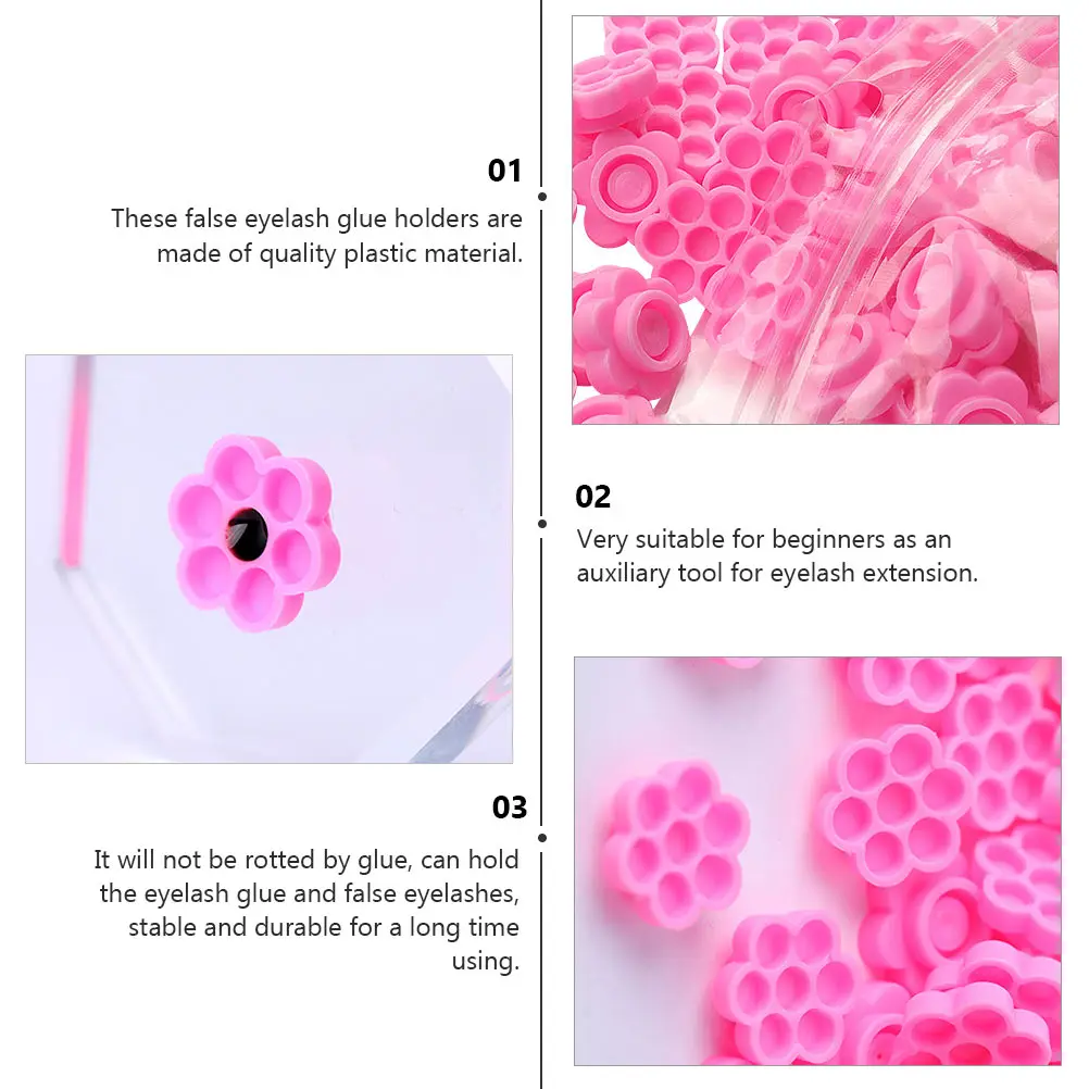 

200pcs Grafting Aid Professional Glue Cup Pink Salon Supply For Eyelash Extension Beginners False Lash Glue Holder Pigment