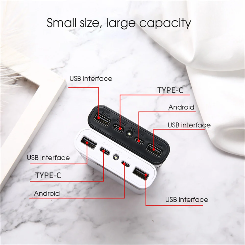 4*18650 Battery DIY Power Bank Case Charge Storage Box 5V Dual USB Type C Android Micro USB Interface For Smart Phones