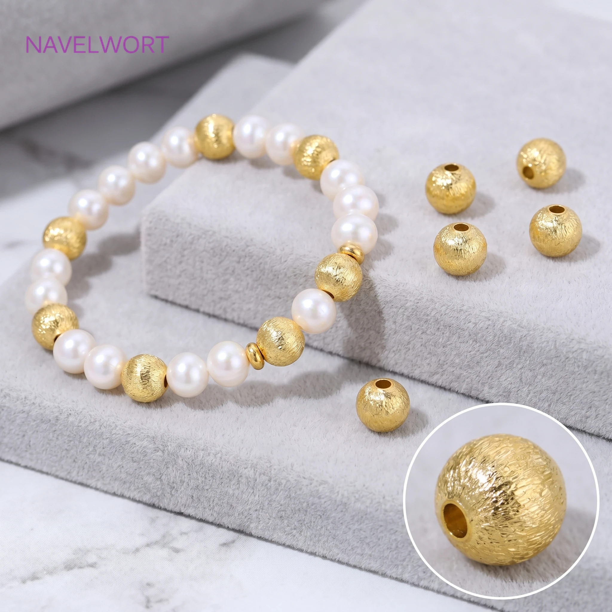3/5/6/8mm Brass Beads Separator 18K Gold Plated Frosted Spacer Beads,Round Loose Beads,Supplies For Jewelry,DIY Accessories