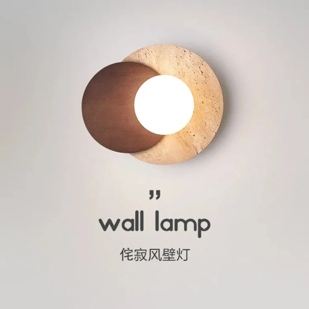 

Японский ретро прикроватный настенный светильник желтый травертин гостиная диван ТВ фон стены лестницы проход балкон проход лампа