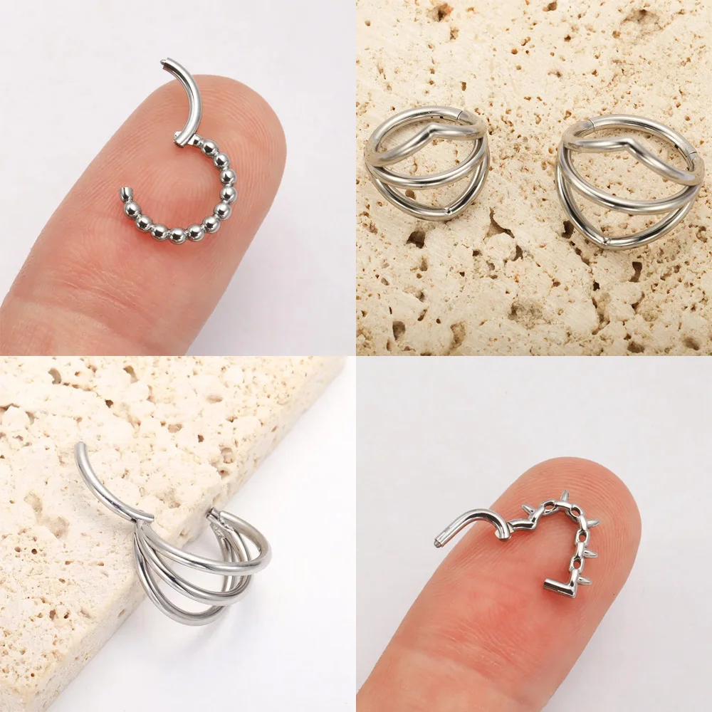 ASTM F136 Titan-Legierung Hypoallergene Minimalistische Ohrringe: Modischer Zirkonia-Freier Nasenpiercing-Ring für Männer und Frauen – Detail 4