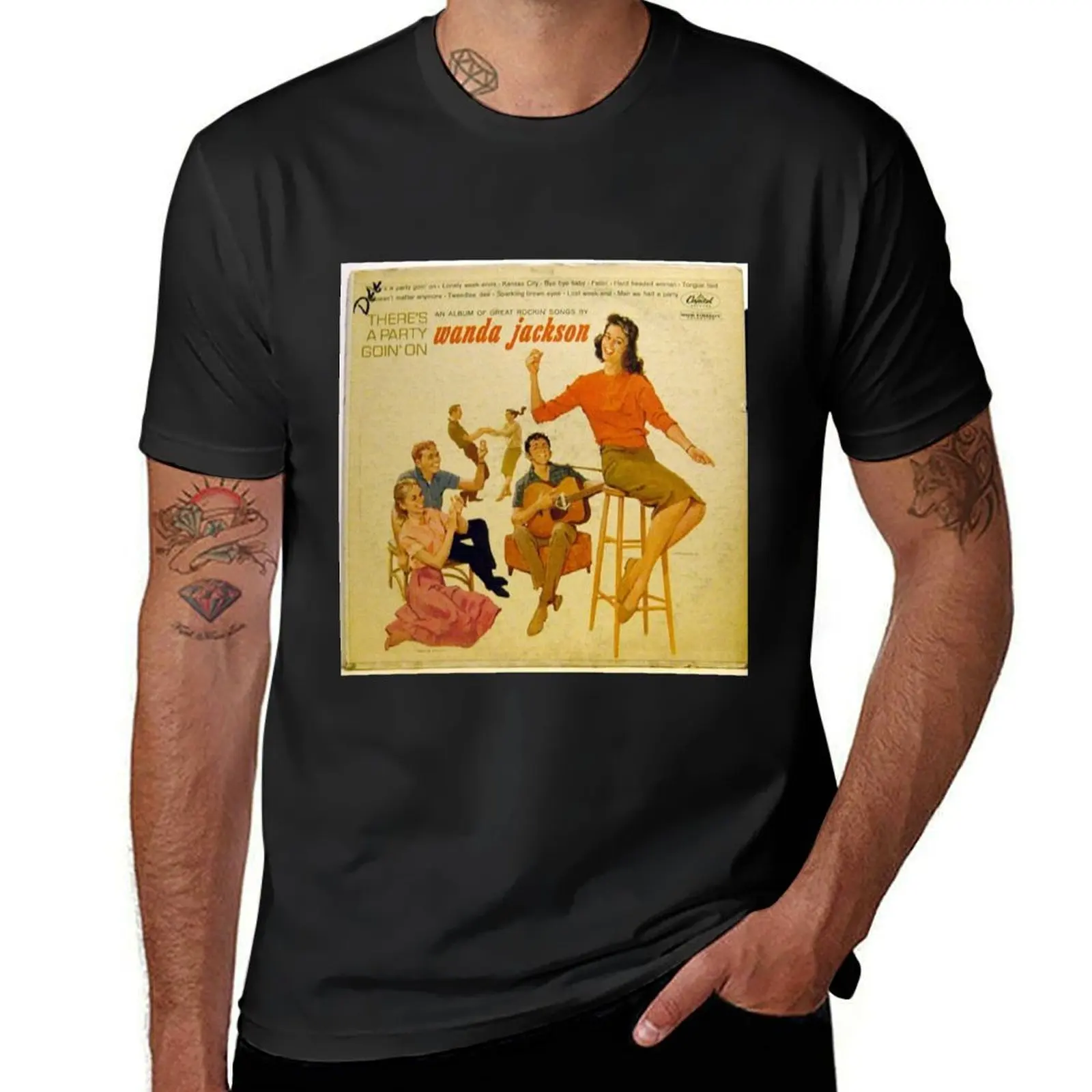 

Wanda Jackson, Rockabilly lp, 1950's, Gene Vincent T-Shirt boys whites summer clothes quick-drying funnys mens t shirts pack