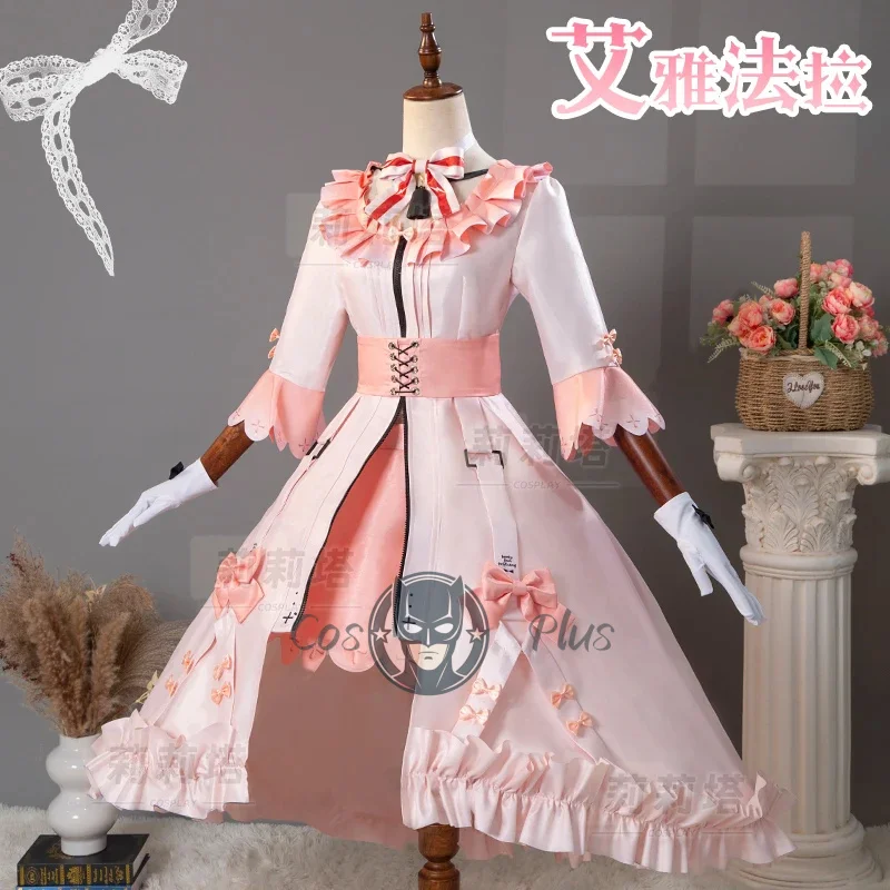 

Game Arknights Eyjafjalla Cosplay Costume Pink dress Hat Bow Tie uniform For Halloween Christmas Party Role Play Women