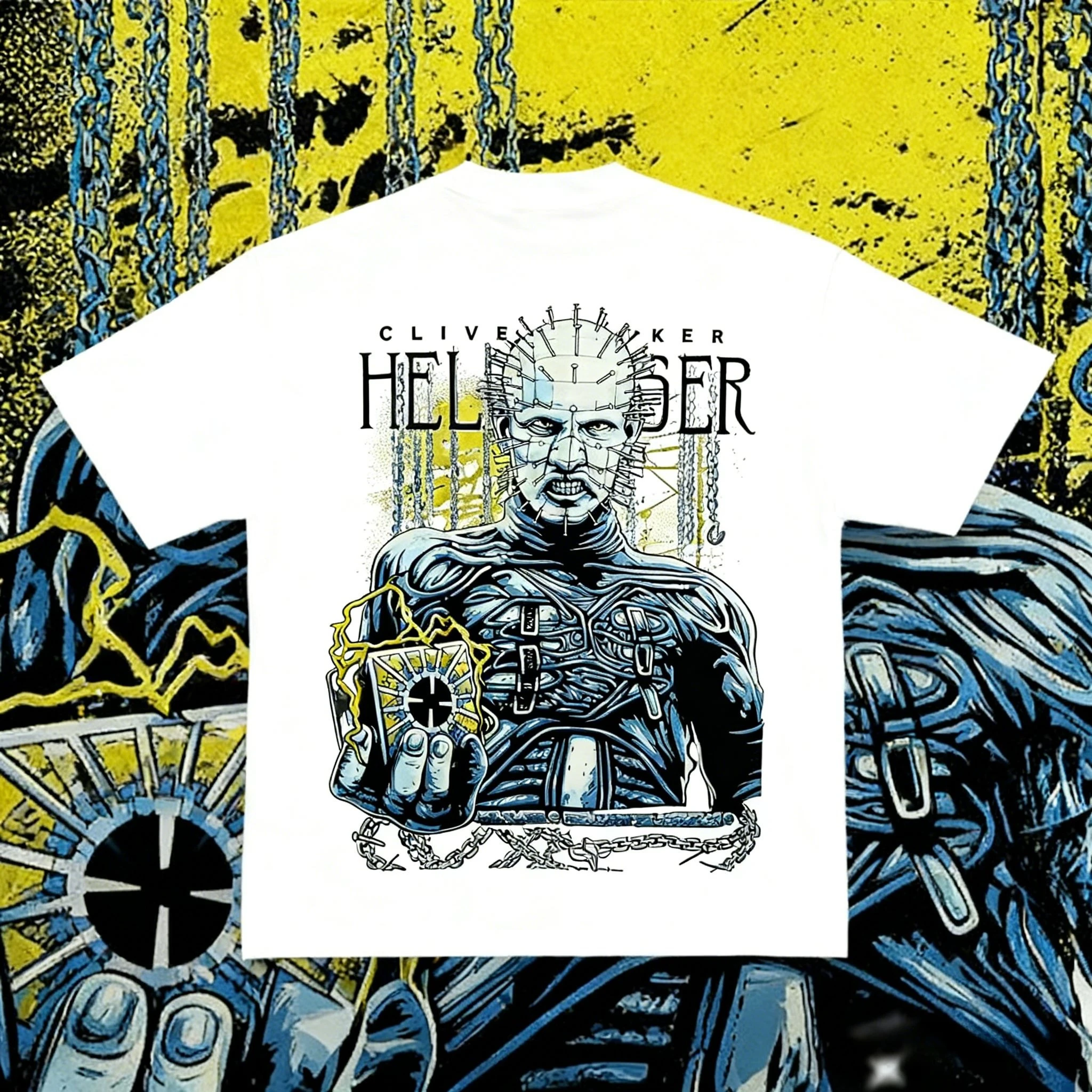 2026 Horror Movie Hellraiser Raise Ghost Eat Man Nail Head American Street Retro Short SleeveT-shirt High Quality Men's T-shirts