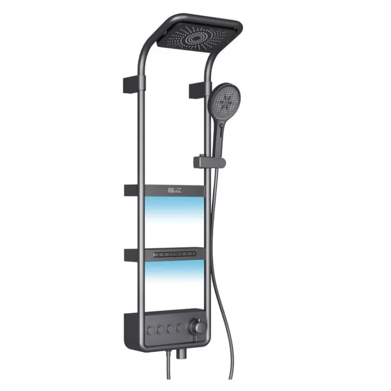 Sistem Shower Termostatik Pintar Dengan Layar Digital LED Kontrol Tombol Piano Mode Hujan dan Pijat Konstruksi Kuningan
