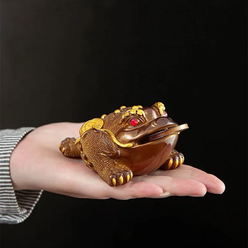 Lucky Golden Toad Tea Pet Color Changing Can Raise Toad Personalized Fruit Lychee Products Tea Table Tea Pet Ornament