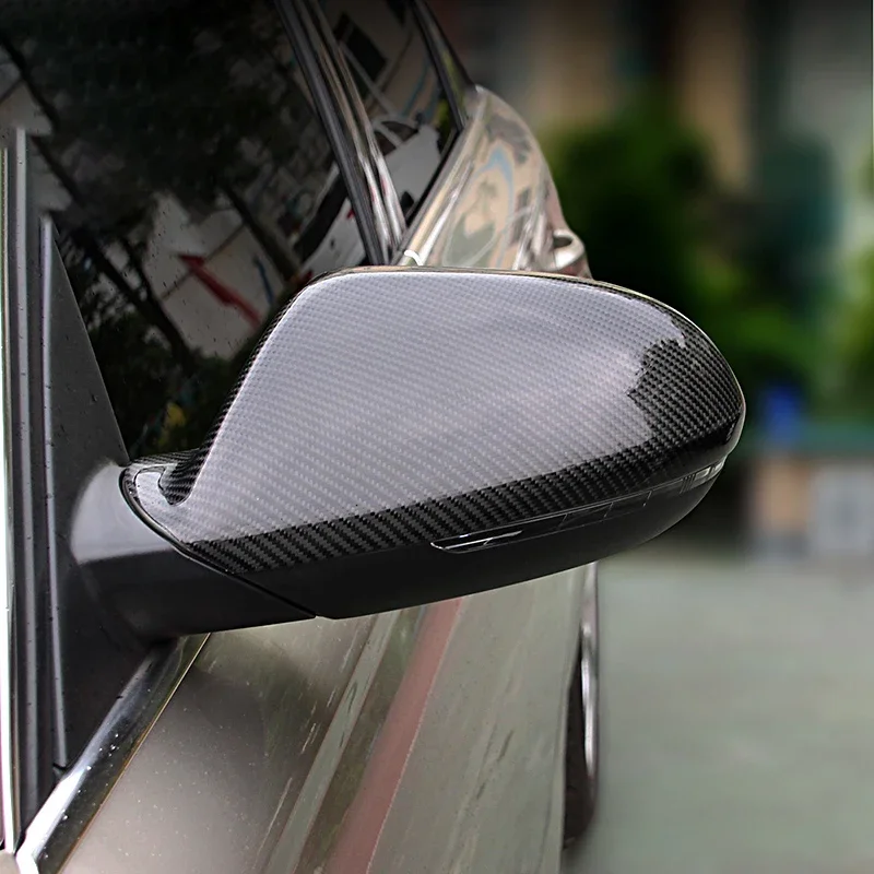 For Audi A4 B8 A6 C5 Carbon Fiber Side Wing Replace Rear View Rearview Mirror Cover Case Shell Side Lane Assist Car Accessories