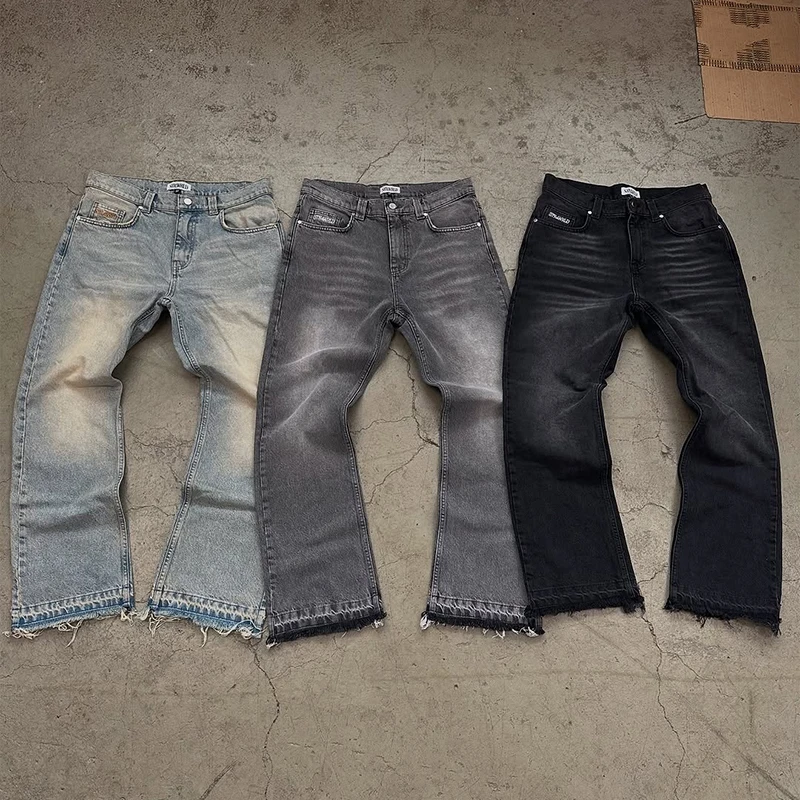 

Джинсы унисекс в стиле стрит-стайл, прямые, с эффектом потертости, ретро, весна 2026, новинка, американский уличный стиль.