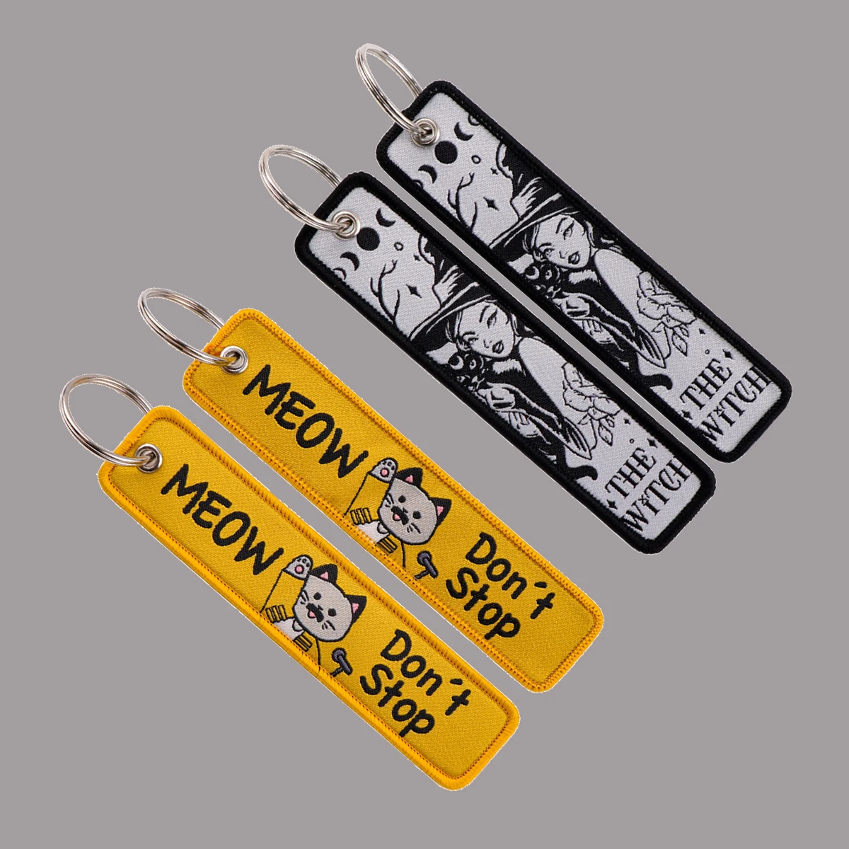 

1pcs The Witch Embroidered Keys Tag Jet Tag Keychains for Motorcycles Cars Backpack Fashion Key Ring Accessories