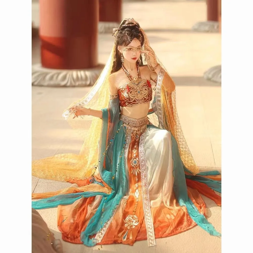 Dunhuang Feitian ropa de princesa occidental Hanfu, fotografía exótica, foto, disfraz de baile de estilo chino, ropa China para mujer