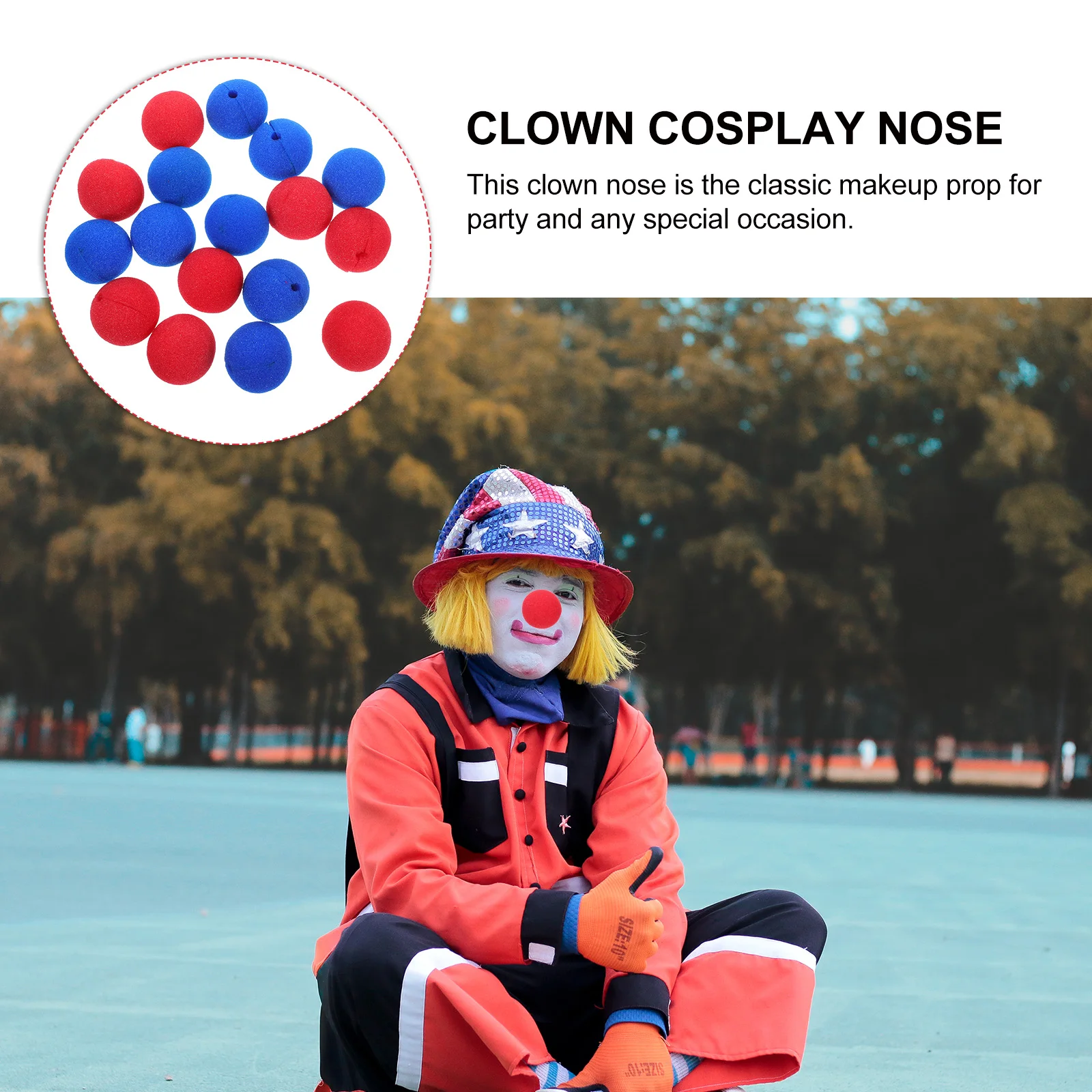 40 pièces drôle éponge Clown accessoires de fête professionnels accessoires de scène pour la fête de noël Halloween (5CM de diamètre, rouge 20 pièces + bleu 2