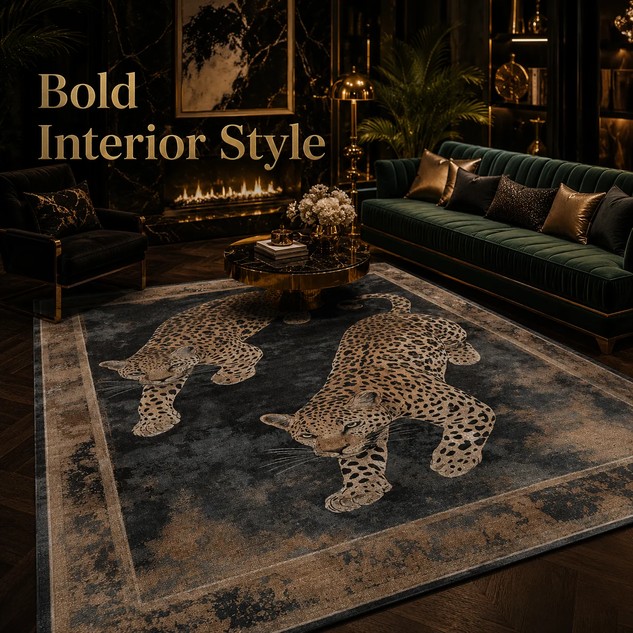 Savara Leopard Rug Luxury Animal Print Carpet for Living Room Bedroom Soft Washable Non Slip Area Rug