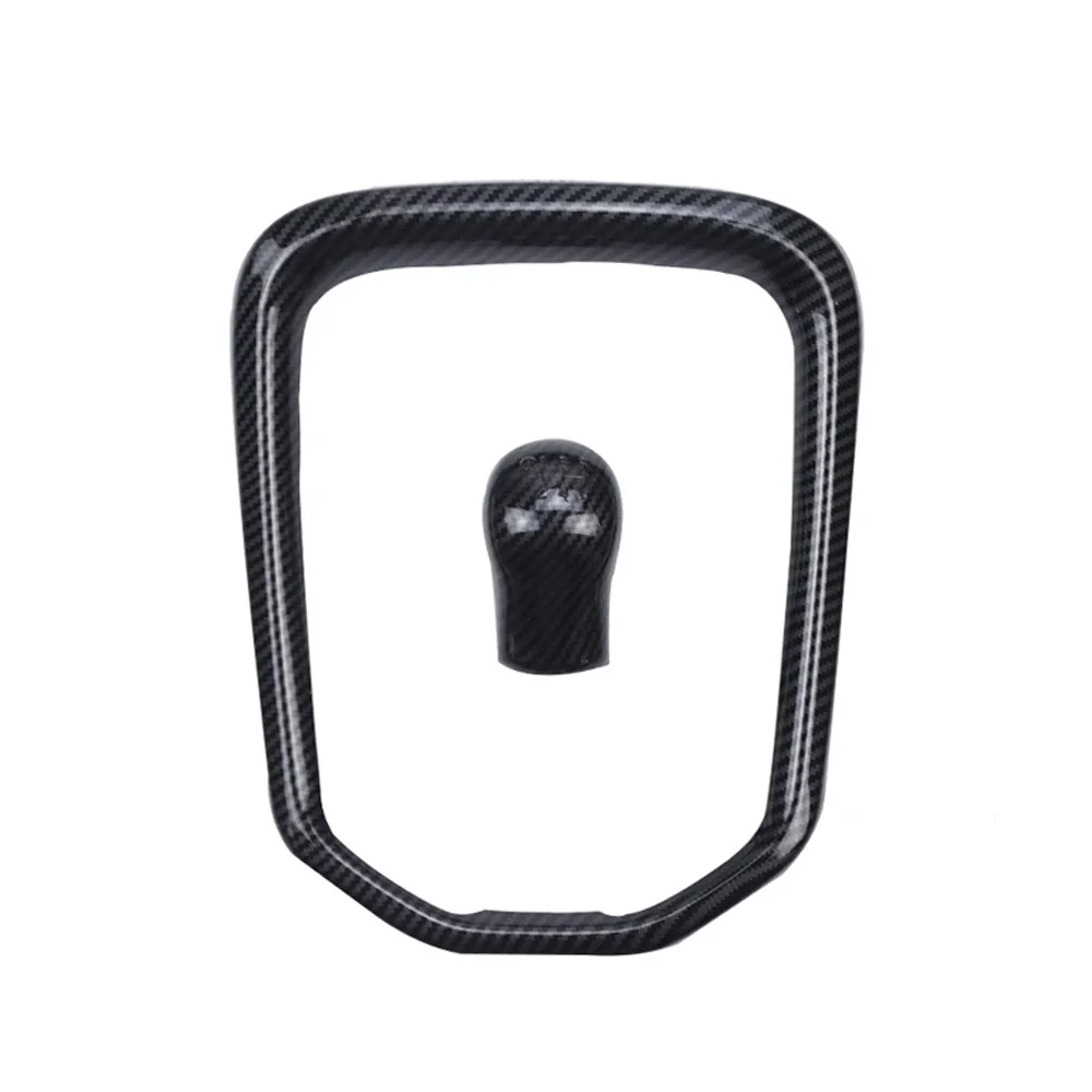 2pcs Manual Gear Shift Frame Knob Cover Carbon Fiber Color Bamboo Grain for Toyota Hilux Revo Conquest 2015 -2021