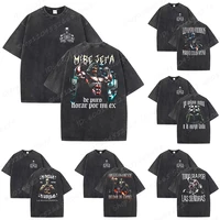 Camisetas con estampado de esqueleto Calacas Chidas para hombre, camisetas informales lavadas de manga corta de verano, ropa de calle para hombre, camiseta de gran tamaño