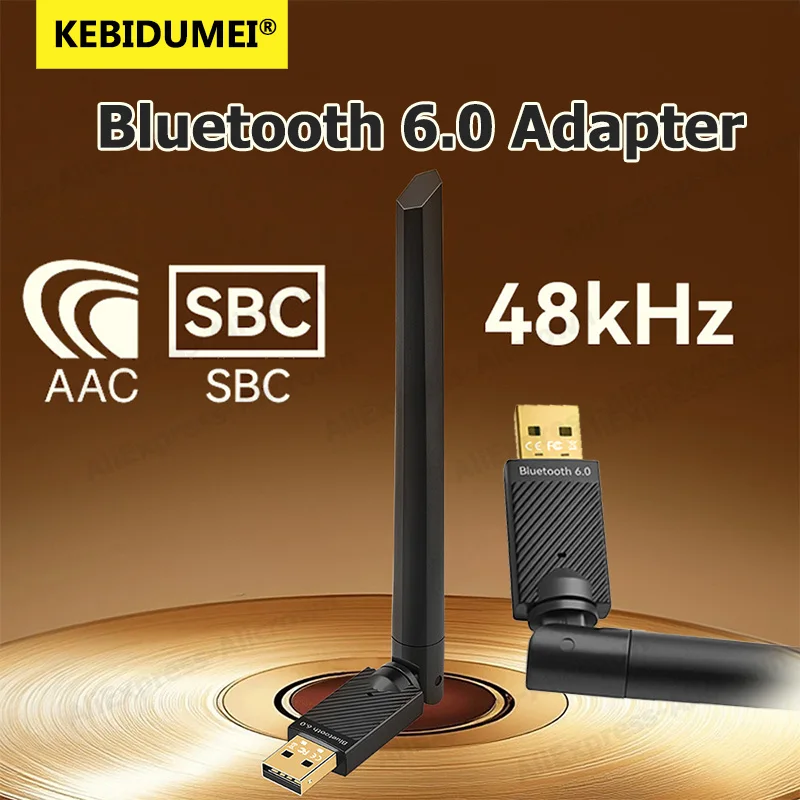 

USB Bluetooth Adapter BT 6.0 5.4 Wireless Audio Receiver Transmitter For Speaker PC Wireless Mouse Windows 8.1/10/11 Driver Free