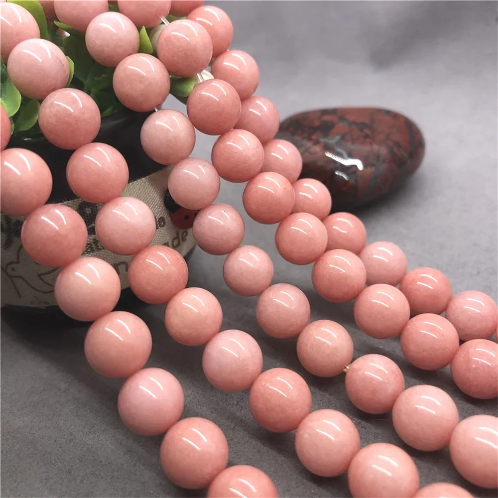 

Natural Stone 6-12mm Lovely Pink Jasper Chalcedony Loose Bead for Jewelry Making DIY Necklace Bracelet Quartz Crimp Accessories