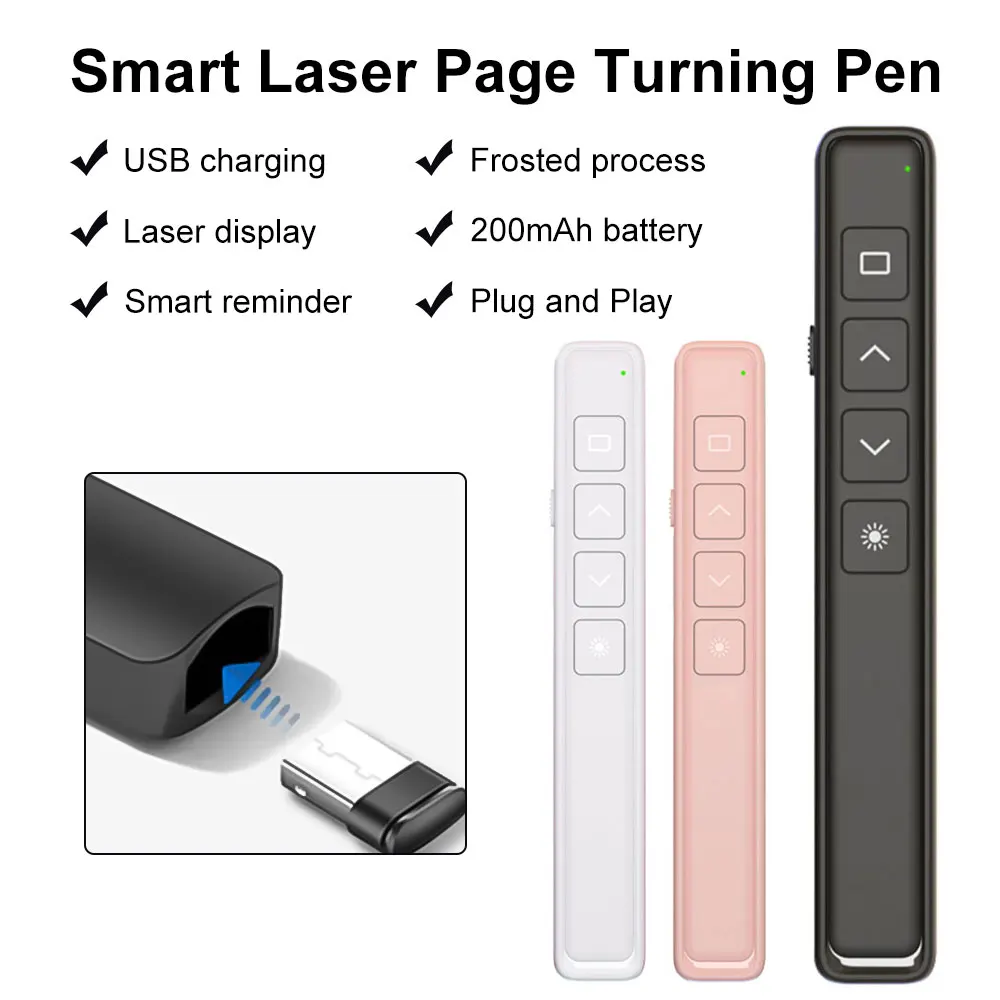 2.4GHz Wireless Powerpoint Pen Presentation Clicker 2.4g USB Remote Control Flip Presenter Pointer N35 RF PPT Slide Advancer Pen