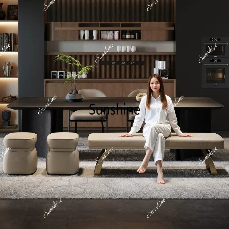 Simple modern light luxury straight row merchant dual-purpose tea room leisure narrow benchTJ