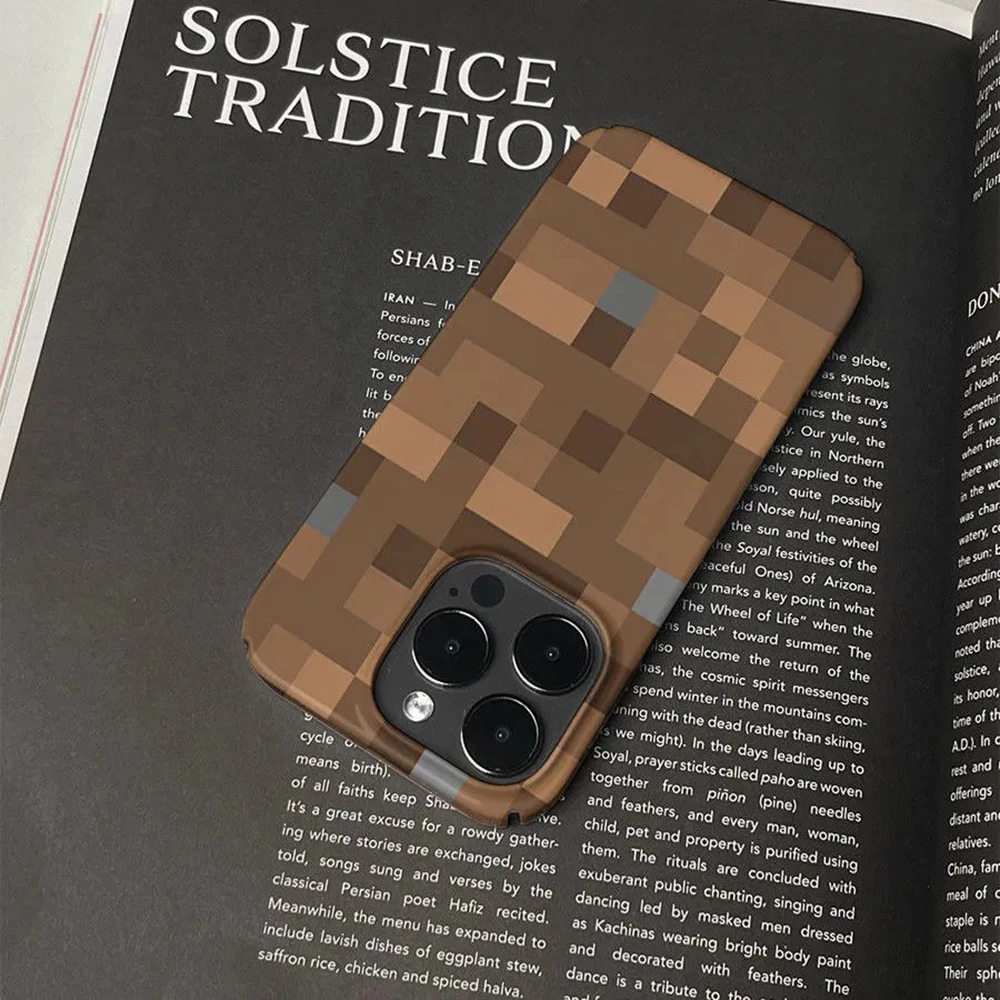 Pixel Block Cartoon Game Phone Case for iPhone 16 15 14 13 12 11 Pro Max XS XR XSMax 6 7 8 Plus Glossy HD Hard PC Cover