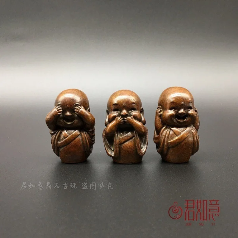 النحاس الصلب ثلاثة لا بوذا الراهب الصغير حلية لا الاستماع لا يتحدث لا رؤية المبتدئ الصغير زن زن مسار المفهوم الفني