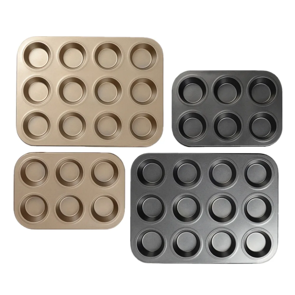 4/6/12 Cup Cupcake Pan Muffin Tray Cupcake Mold Muffin Pan Carbon Steel Baking Pan Non Stick Bakeware Biscuit Pan Microwave Cake