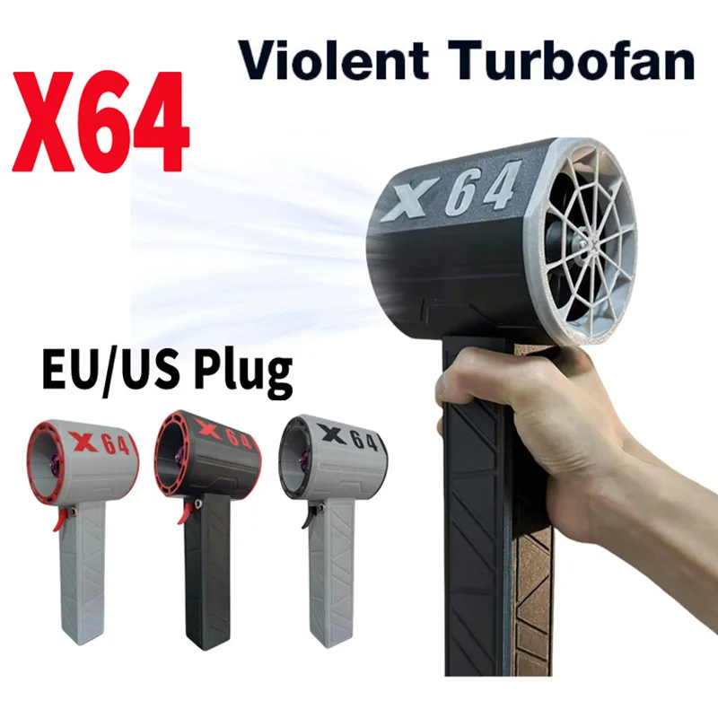 X64 Turbo Fan Brushless Motor Handheld Duct Fan High-Performance Cyclone Turbo Electric Blower Car Violent Blower 8000mAh