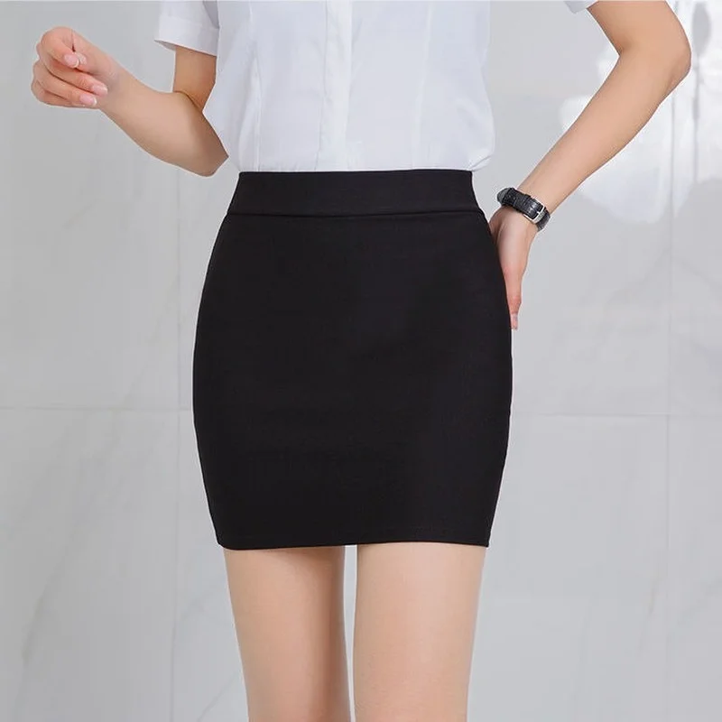 Office Wear Women Skirt Hip Elasticity Korean Tight Summer Black Sexy Wrap Elegant Black Mini Skirts For Women Fashion 2024