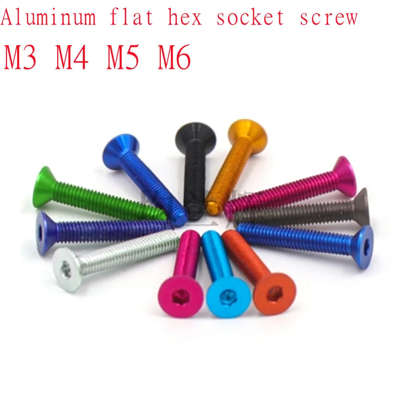 

10pcs/lot din7991 M3 m4 m5 m6 colourful aluminum hex socket countersunk head screw